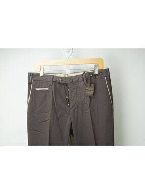 PT01 Brown Contrast Detail Cotton Blend Mens Chino Casual Pant 48 EU BRAND NEW
